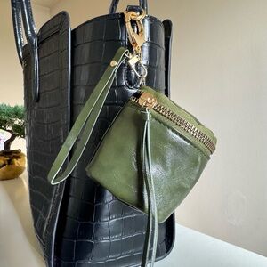 Green faux leather bag charm